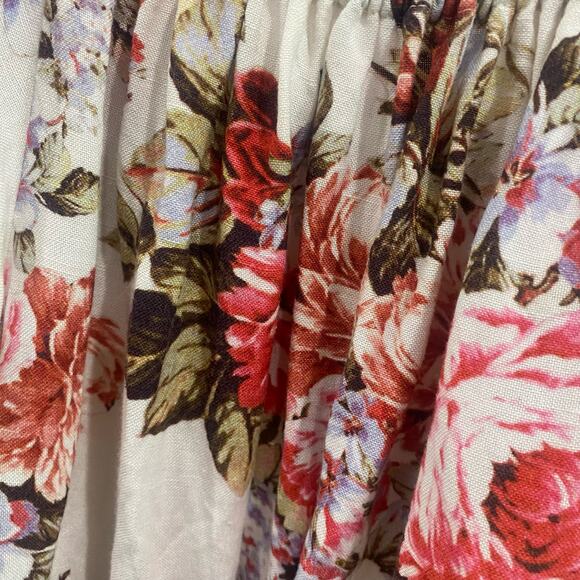 LPA Romper Multicolor Floral Linen Blend Off The Shoulder Casual Sz Small - Picture 9 of 12